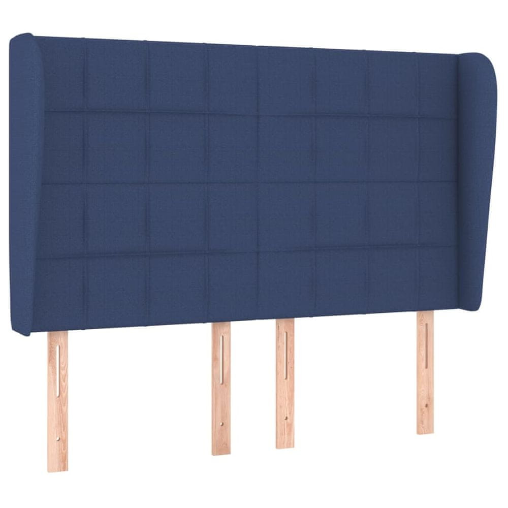 Vidaxl Čelo postele so záhybmi modrý 147x23x118/128 cm látka